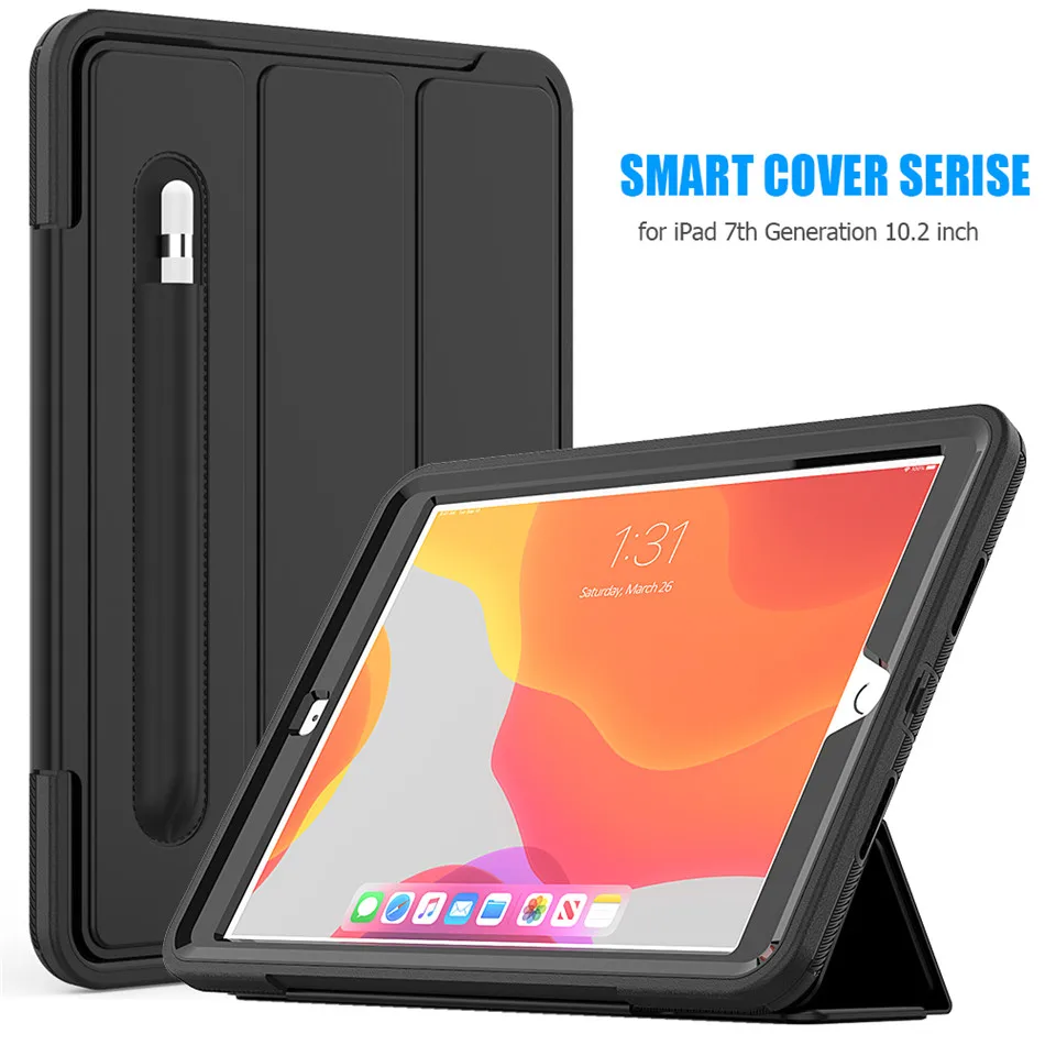 

Case for iPad 7 7th 8 8th gen Smart Cover Funda Pencil Cover for iPad 10.2 2020 Release Heavy Duty Full Body Skin Stand shell