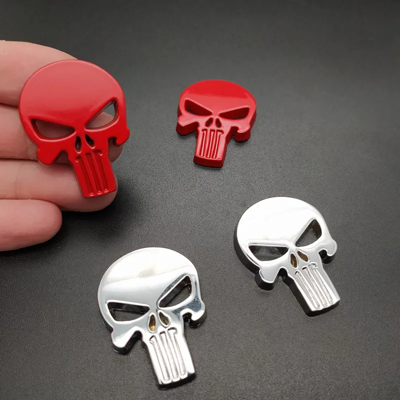 2 pcs Punisher metal badge magwell sticker Metal Decal Sticker 3D Motorcycle Car emblem self adhesive DIY Skull badges | Автомобили и
