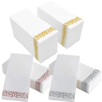 50pcs disposable hand towels table paper napkins elegant tissue vintage towel white foil gold birthday wedding party home decor