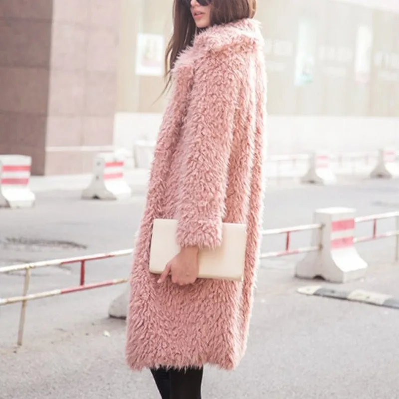 2019 Winter new Plush Coat Female lapel furry long Fur high quality Faux Women Black L4 |