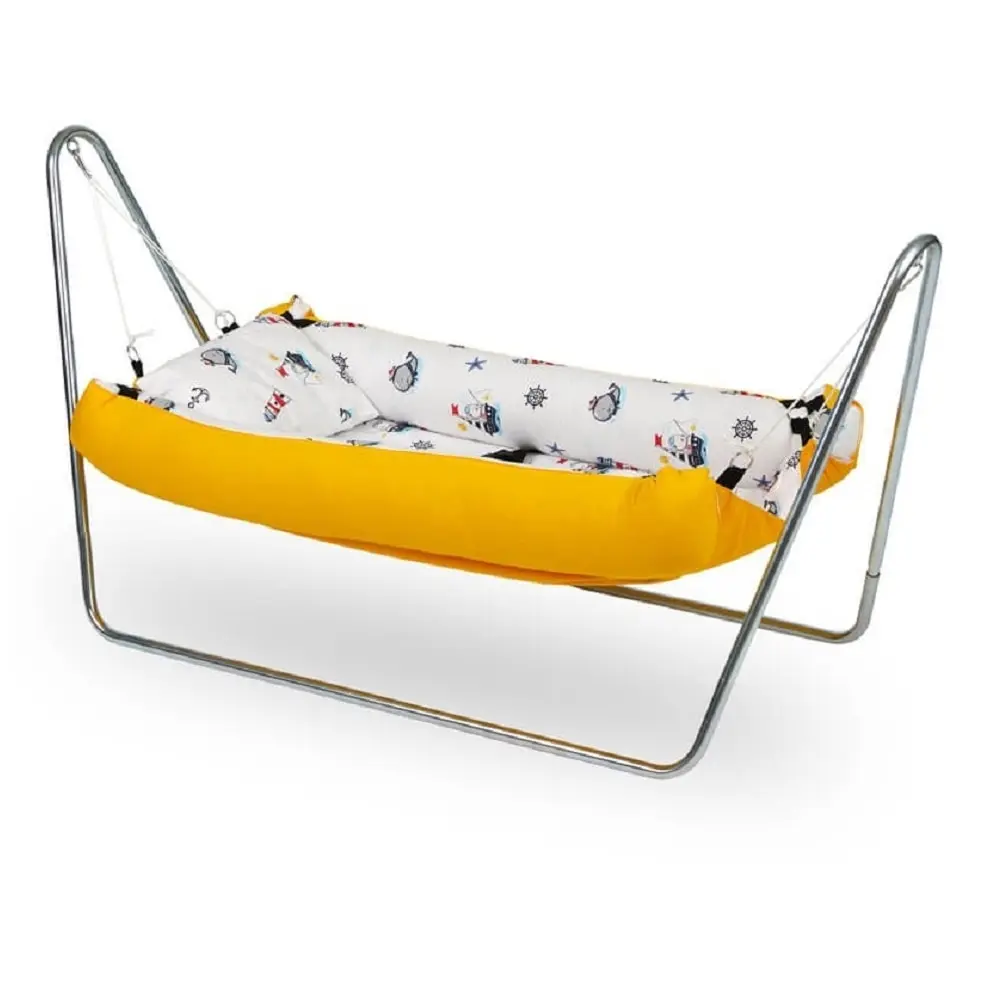 Luxury Portable Baby Hammock Crib Swing Bed with Stand  (Yellow Color)