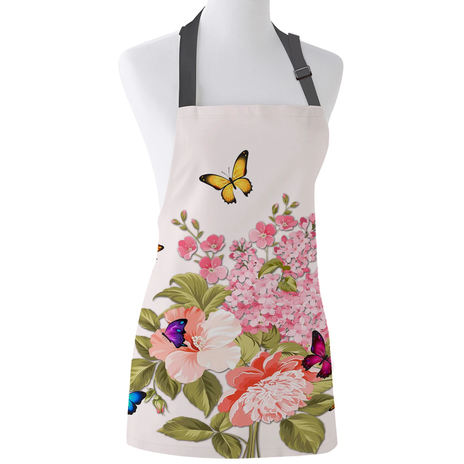 Tophome Кухонный Фартук розовый цветок иллюстрация бабочка регулируемые фартуки из