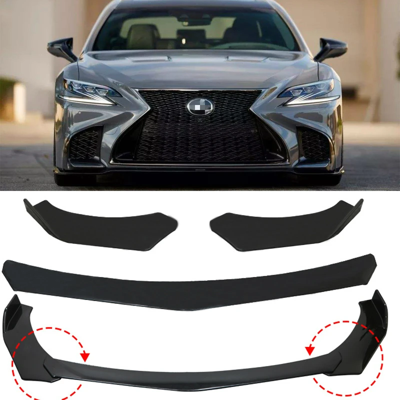 3 шт. черный Универсальный Автомобильный передний бампер разветвитель спойлер