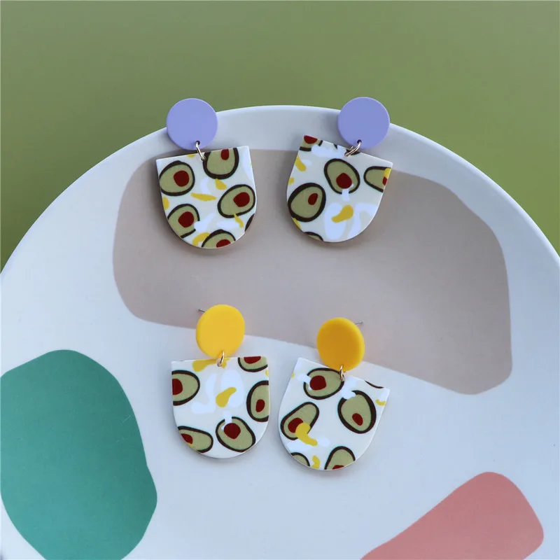 Креативные серьги-подвески с краской авокадо для женщин геометрические милые