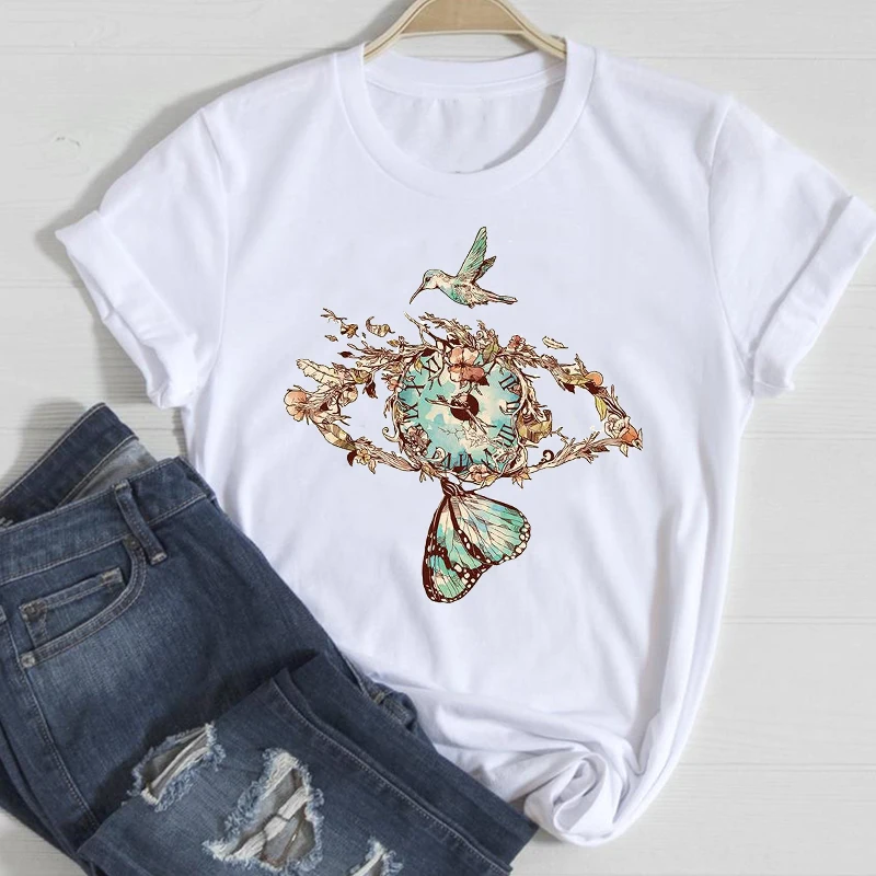 

T-shirts Women Floral Flower Butterfly Fashion 2020 Spring Summer 90s Clothes Graphic Tshirt Top Lady Print Female Tee T-Shirt