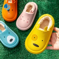 mo dou new winter waterproof cotton shoes parents child warm slippers adults kids toddler shoes indoor home cute cartoon plush