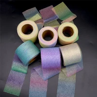 6cm25yards silver dot glitter mesh fabric ribbon tulle rolls tape for diy handmade bowknot and wedding decor party tutu skirt