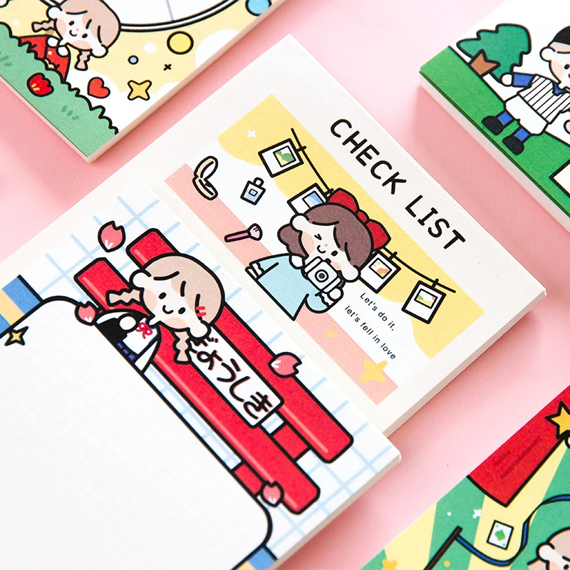 Kawaii Check List Week Month Calendar Sticky Notes Memo Pad Girl Diary Stationary Flakes Scrapbook Decorative | Канцтовары для