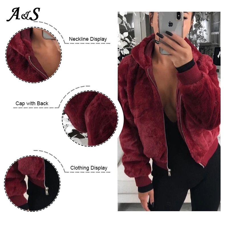 Anbenser Faux Fur Hooded Coat Women Winter Warm Soft Zipper Fur Jacket Female Plush Chaqueta Mujer Pocket Casual Teddy Outerwear