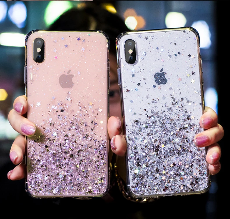 Роскошный блестящий чехол для телефона iPhone 11 Pro X XS Max XR, мягкий силиконовый чехол для iPhone 7 8 6 6S Plus, прозрачные чехлы
