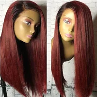1B 99J Colored Human Hair Wigs Pre Plucked With Baby Hair Silky Straight Brazilian Remy Ombre 13X4 Lace Front Frontal Wig Women