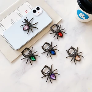 luxury biling diamond metal spider universal mobile phone finger ring holder for iphone sumsang huawei xiaomi 360 rotate stand free global shipping