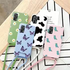 Чехлы для телефонов с ремешком и ожерельем для OPPO Realme 7 Pro, чехол для троса для Realme 7pro 6,4 дюйма, Цветной силиконовый чехол для телефона через плечо