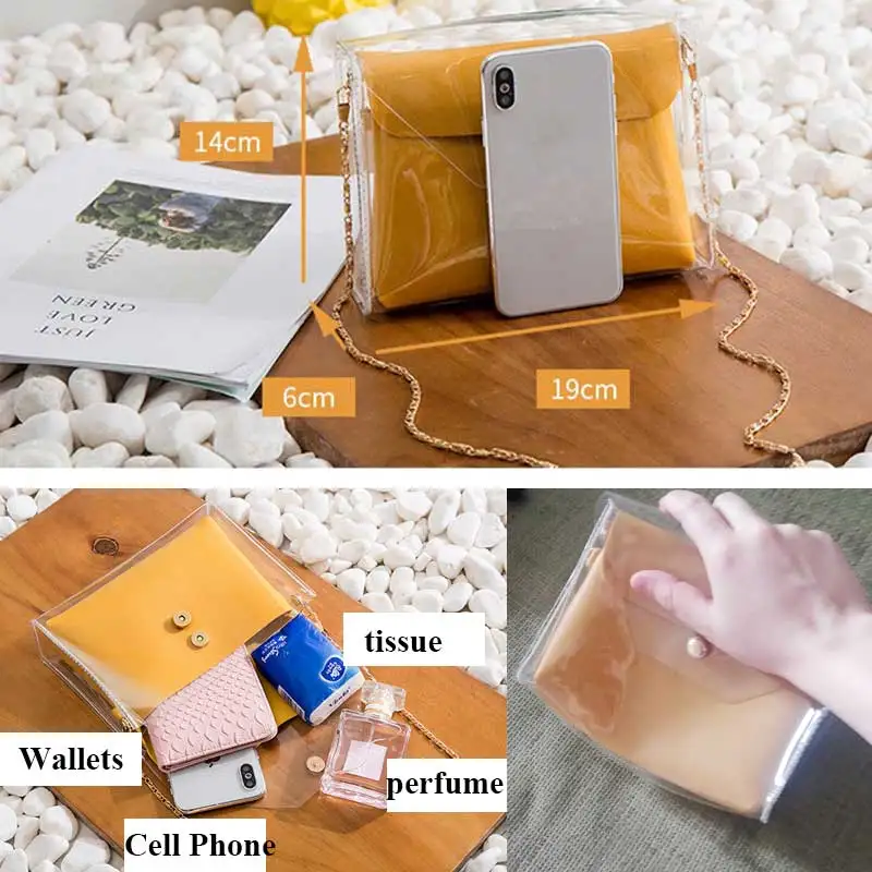 Сумки для женщин 2020 прозрачная цепочка через плечо сумка клатч женский