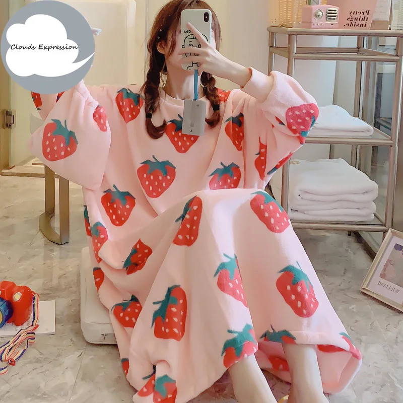 Зимний новый дизайн индивидуальная женская теплая фланелевая ночная рубашка из