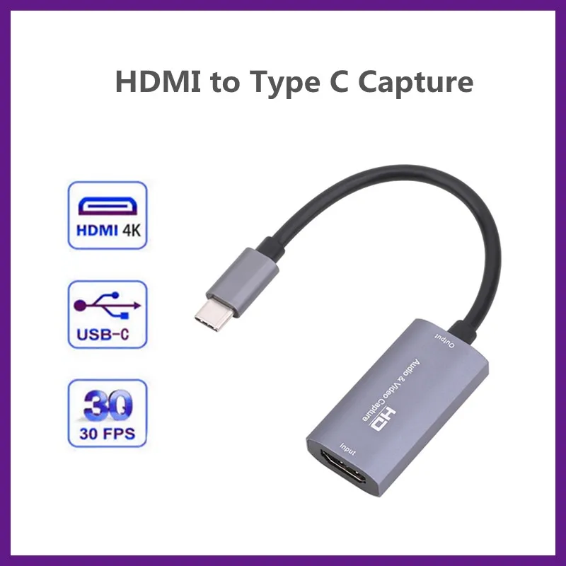 

4K USB TYPE-C HDMI-compatible Video Capture Card 1080P Type C Video Grabber Record Box For DVD Camcorder Camera Recording