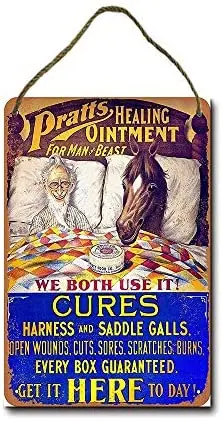 

Metal Sign 8 X 12 Inch Pratts Healing Ointment Man Beast Wall Decor Hanging Sign
