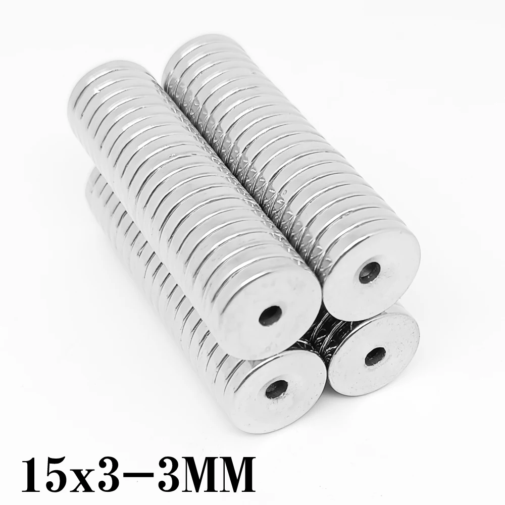 

5/10/20/30/50/100 шт. 15x3-4 мм маленький круглый поисковый магнит 15x3 с отверстием 15x3-5 мм потайной Неодимовый магнитный диск 15*3-3 N35