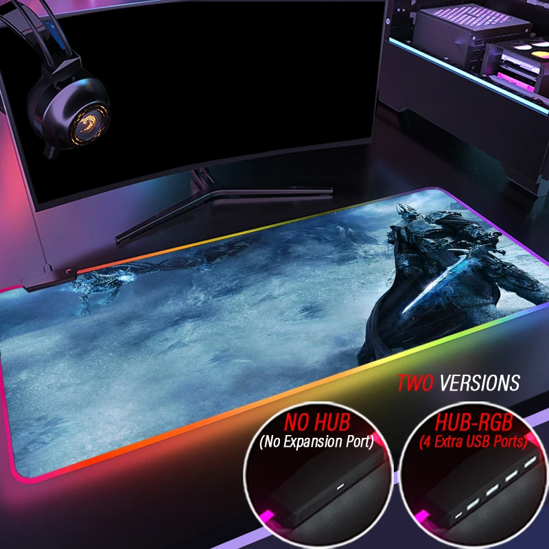 

Gradient Azeroth RGB Gaming Mouse Pad Custom World of Warcraft HUB Playmat WOW Accessories 4 Port USB Mousepad With LED Backlit
