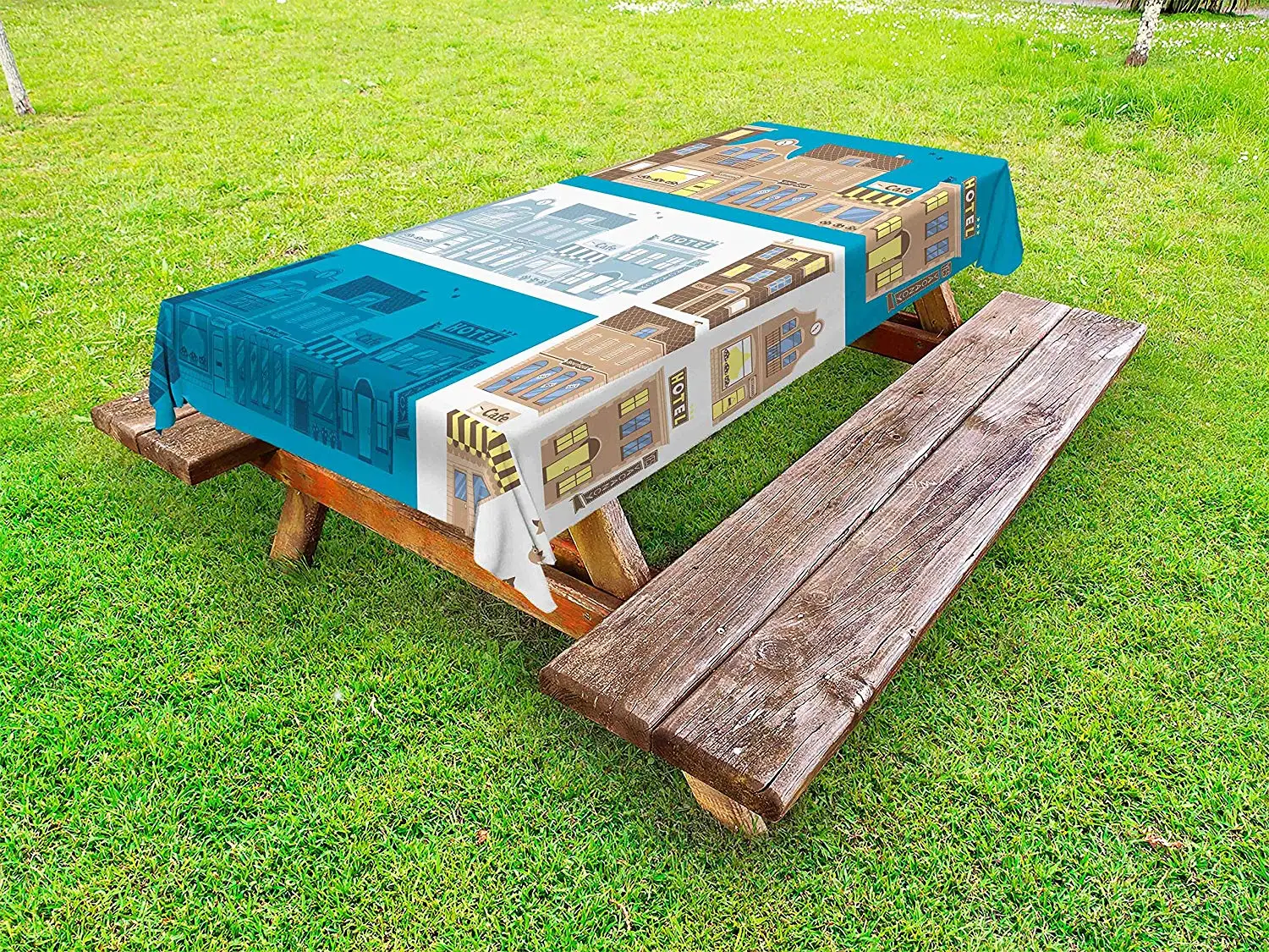 Детская карта города уличная скатерть магазины в городе кафе ресторан Здание