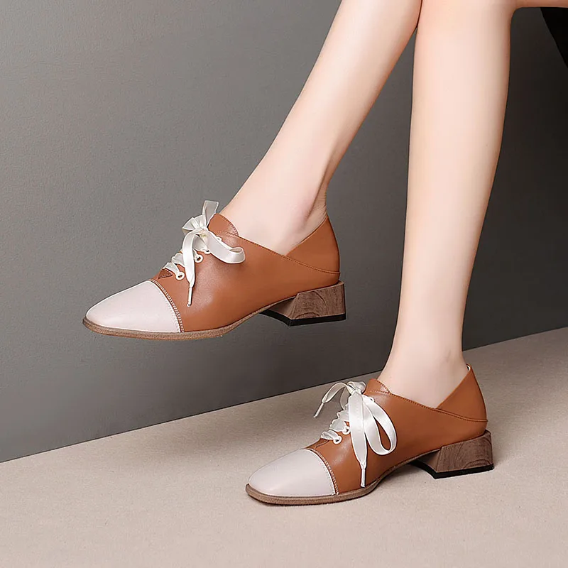 

Women summer leather shoes woman brogue lady flats shoes vintage sneakers laces spring casual shoes for women 2020