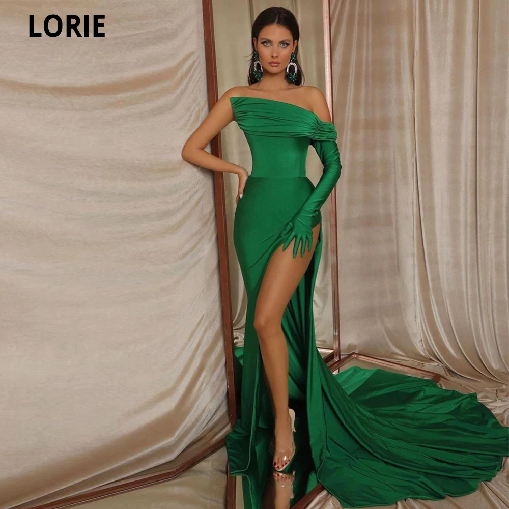 

LORIE Saudi Arabia Mermaid Robes De Soirée Boat Neck Evening Dresses Long Side Split Sweep Train Simple Special Occasion Gowns