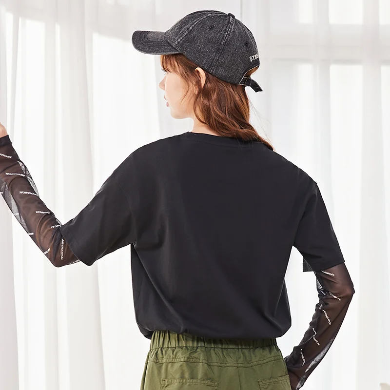 

SEMIR Short Sleeve T-Shirts Women Colorful Letter Printing Tops 2021 Summer New Pure Cotton Bottoming Basic Tee Shirts