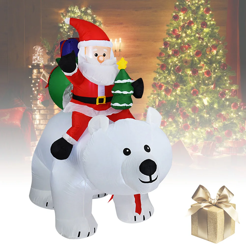 

Santa Claus Polar Bear Blowing Balloons Family Hotel Restaurant Shopping Mall Welcome Decoration Birthday Party Children Gifts