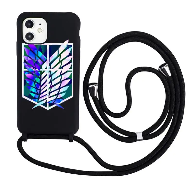 

Hot Anime Attack On Titan Phone Case Necklace Lanyard for iPhone 12 11 8 7 se 2020 mini pro X XS XR MAX Plus