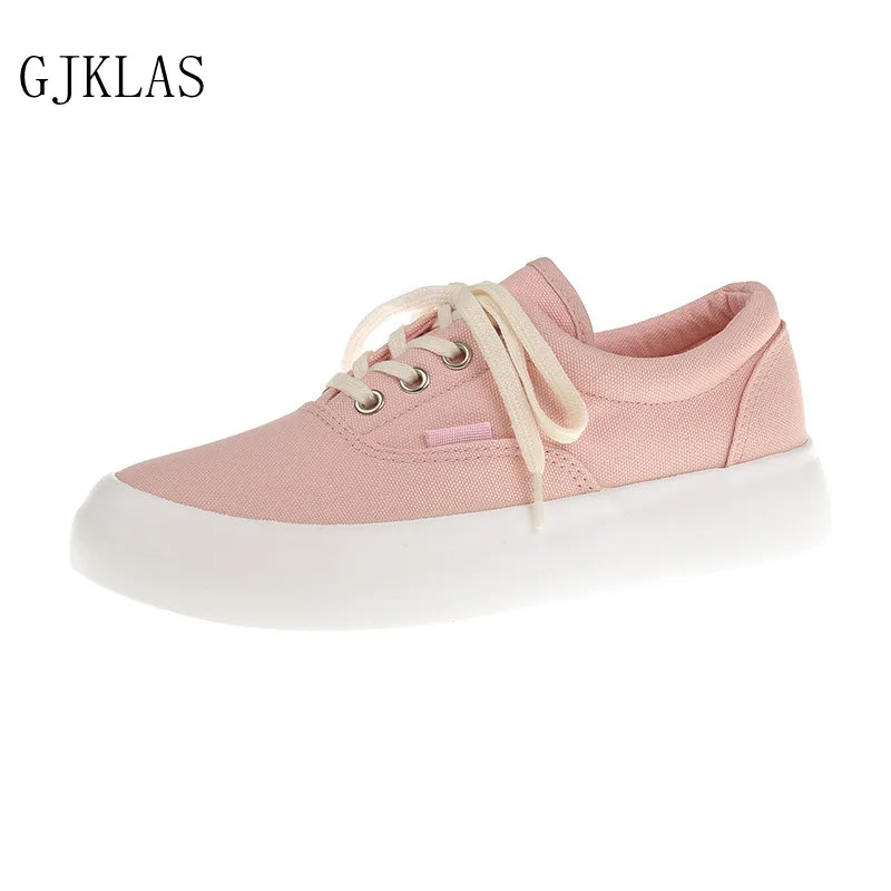 

Chunky Canvas Shoes Woman Flats Lace-up Blue Yellow Pink Women Shoes Casual Platform Sneakers Walking Flat Ladies Shoes Sneaker