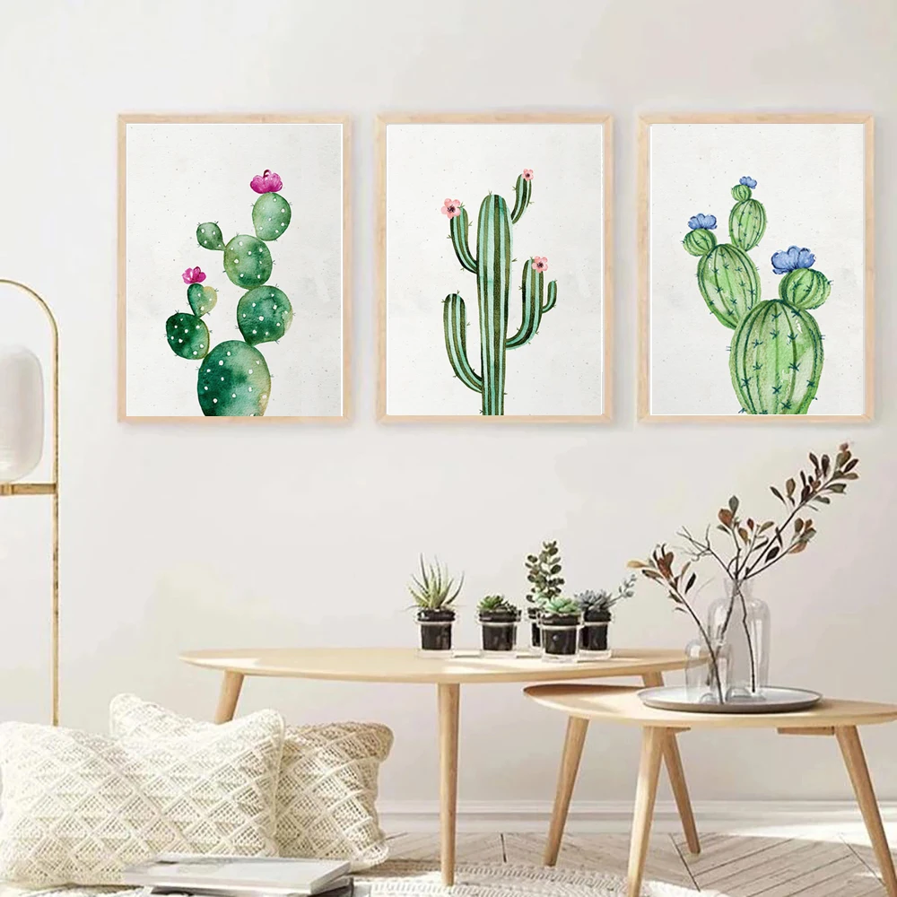 Минималистский декор акварельные растения кактус цветочный постер принты
