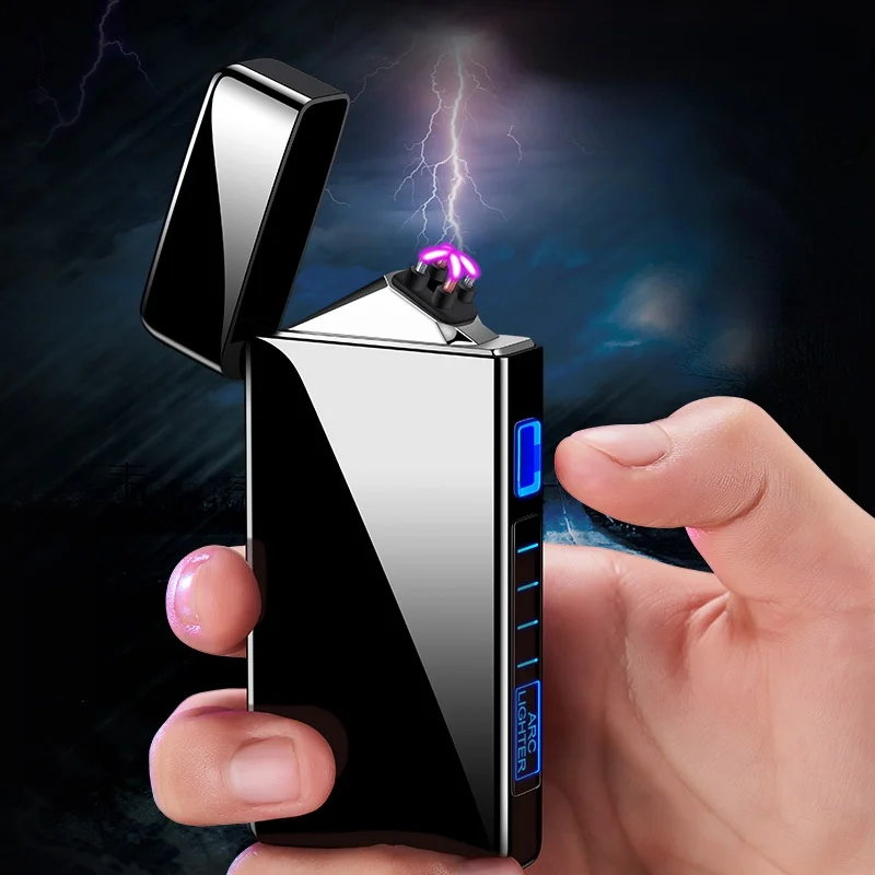 

Double Arc USB Rechargeable Cigarette Lighter Cool Gift Metal Windproof Lighter Smoking Accessories for Weed Gadgets for Men