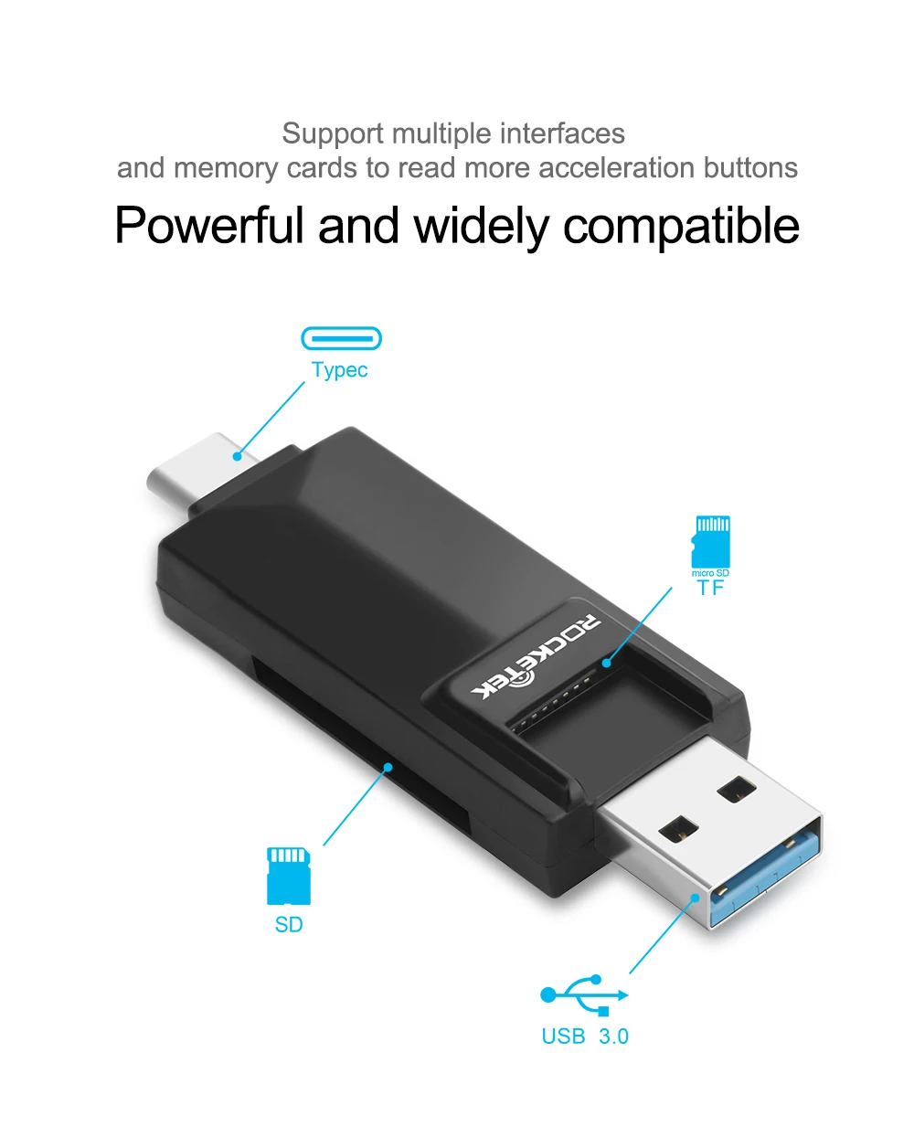 Rocketek type-c usb 3,0 otg phone type c multi 2 в 1 устройство для чтения карт памяти 5 Гбит/с адаптер для SD/TF micro SD Компьютерные аксессуары