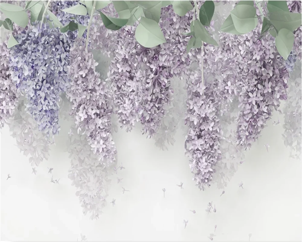 3D-обои beibehang на заказ красивые Настенные обои сиреневый цветок Глициния стерео