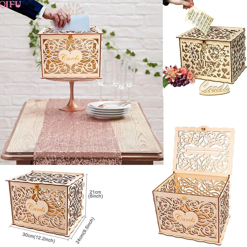 QIFU рустикальная Свадебная карта свадебное оформление коробки винтажный