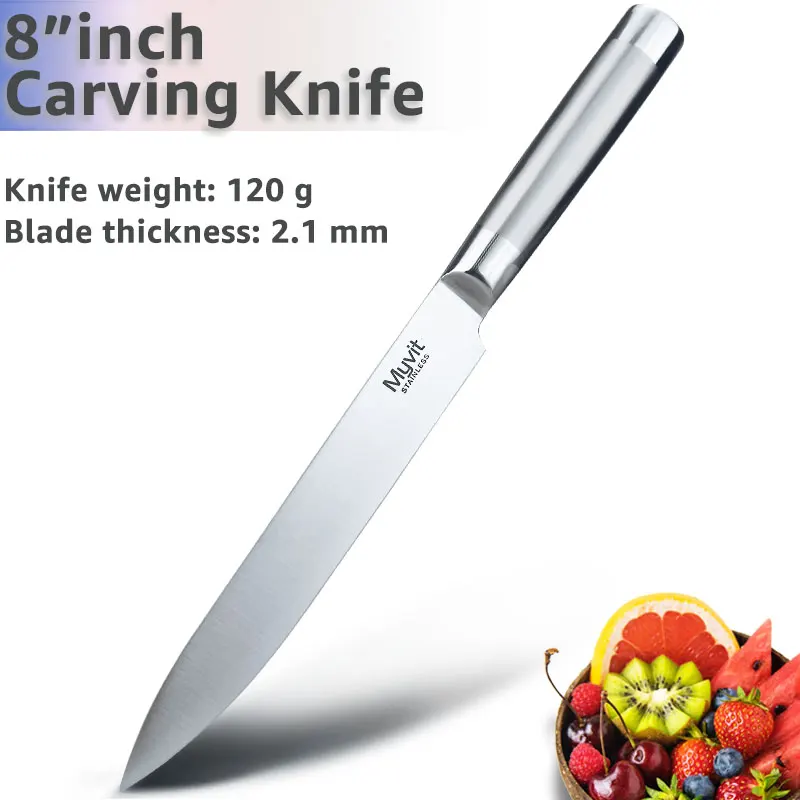 8 inch Carving Knife Набор ножей из нержавеющей стали, японский 7CR17 440C, высокоуглеродистая Нержавеющая сталь, нож для нарезки хлеба, нож для шеф-повара - Цвет: 8 inch Carving Knife