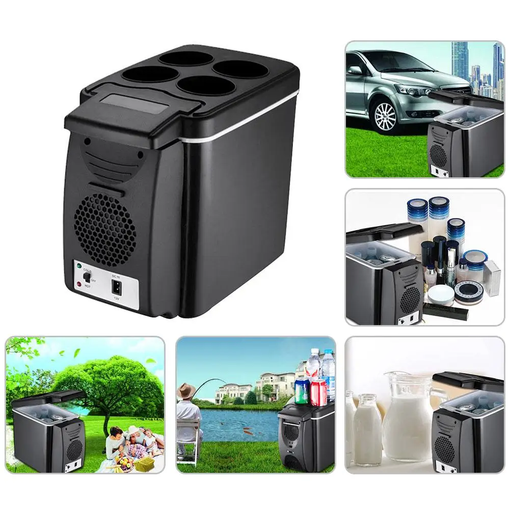 6L Mini Car Refrigerator Dual-Use Beverage Cooler Warmer ABS Portable Outdoor Travel Freezer Universal Cooler Box Container