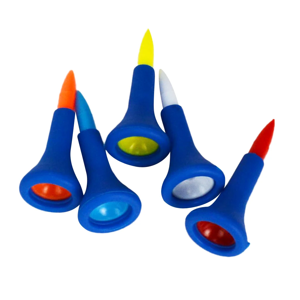 

Durable Soft Rubber Cushion Top Golf Tees Random Color 3 Length Option - Pack of 5