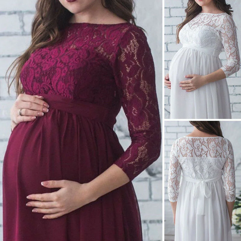 

New Pregnant Mother Dress New Maternity Photography Props Women Pregnancy Clothes Lace Dress For Pregnant Photo Shoot Clothing