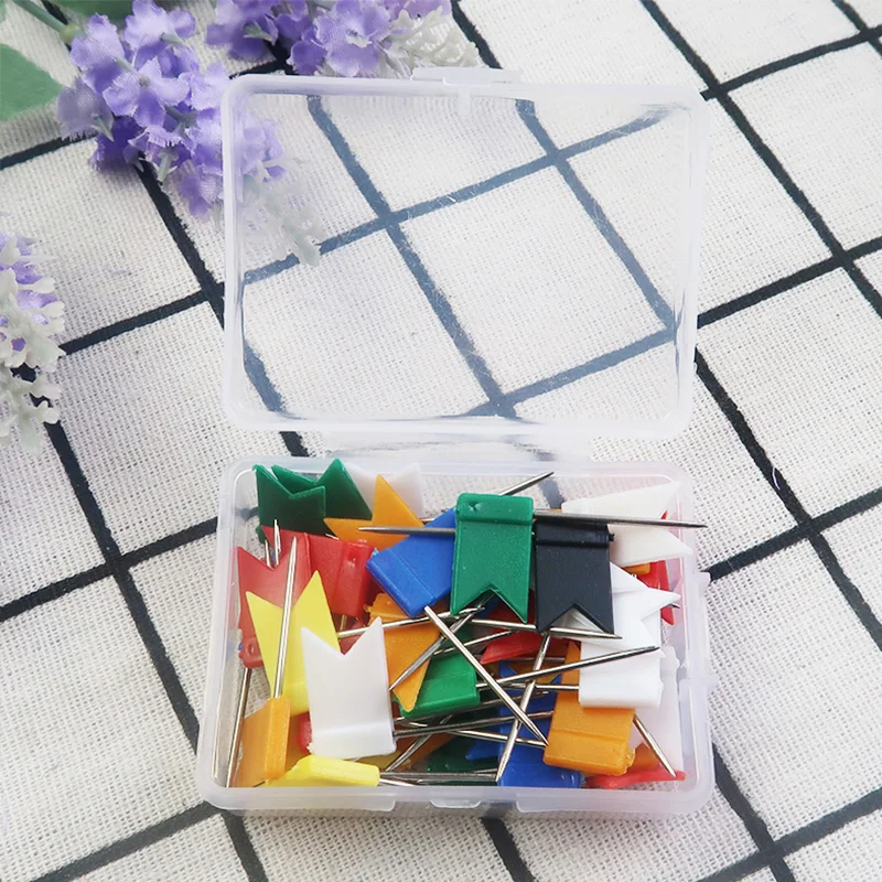 100pcs Mixed Color Flag Push Pins Nail Thumb Tack Map Drawing Pin Stationery For Home Office School Supplies | Дом и сад