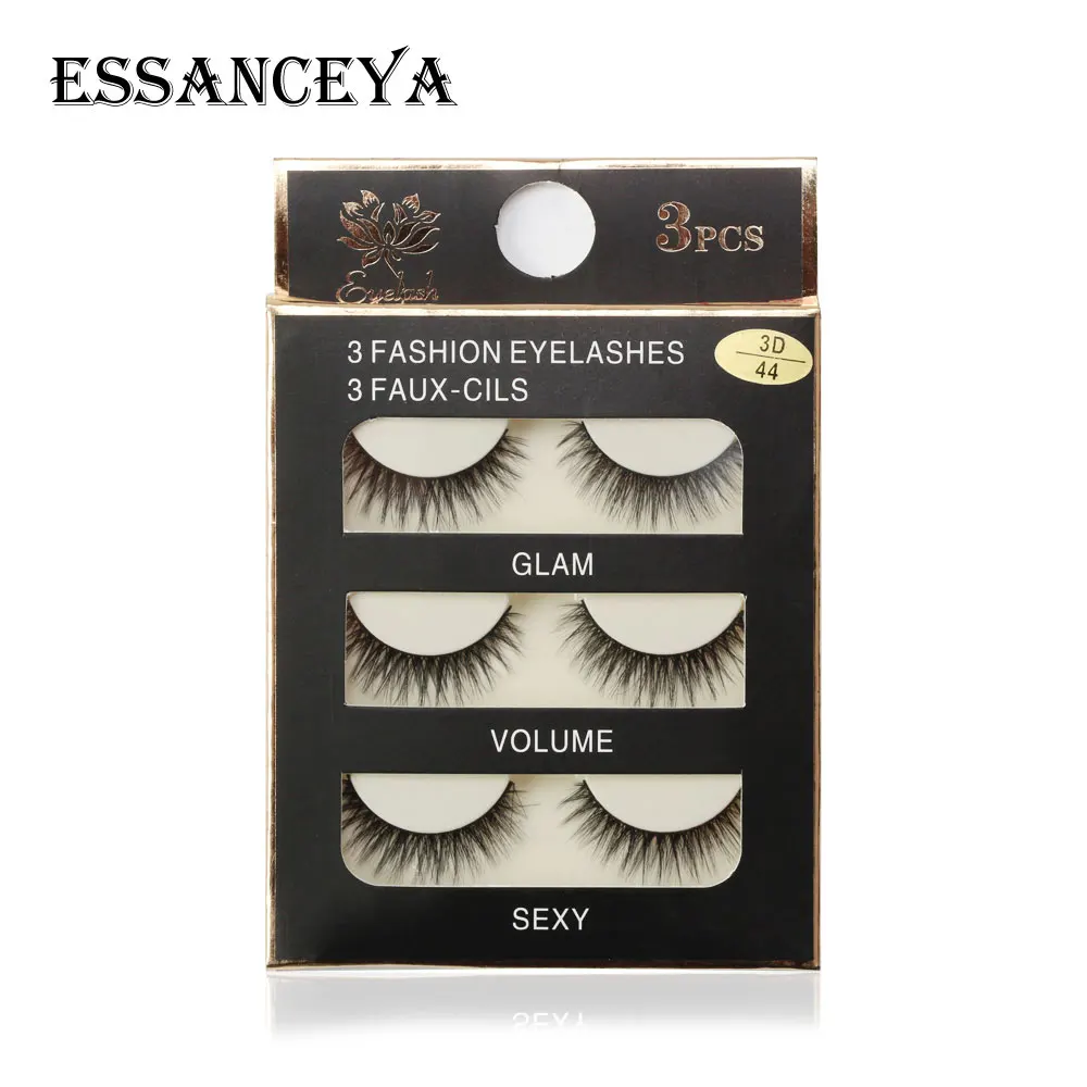 ESSANCEYA 3 пары натуральные накладные ресницы наращивание ресниц Инструмент Maquillage Cilios ресницы искусственные Cilios сексуальные лахсы