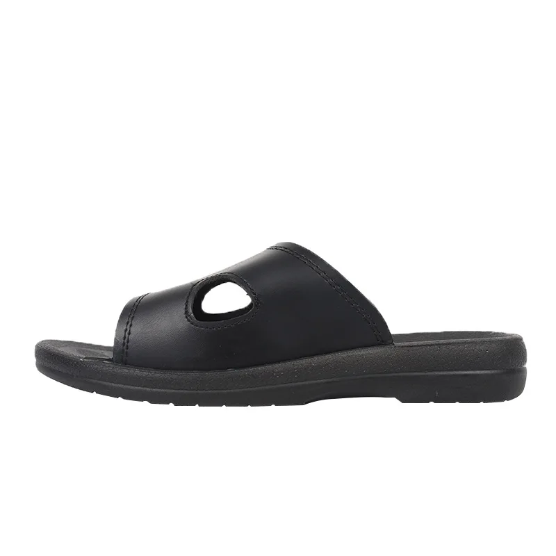 

Anti-static PU thick wear-resistant non-slip soft bottom black dust-free two-hole men's slippers