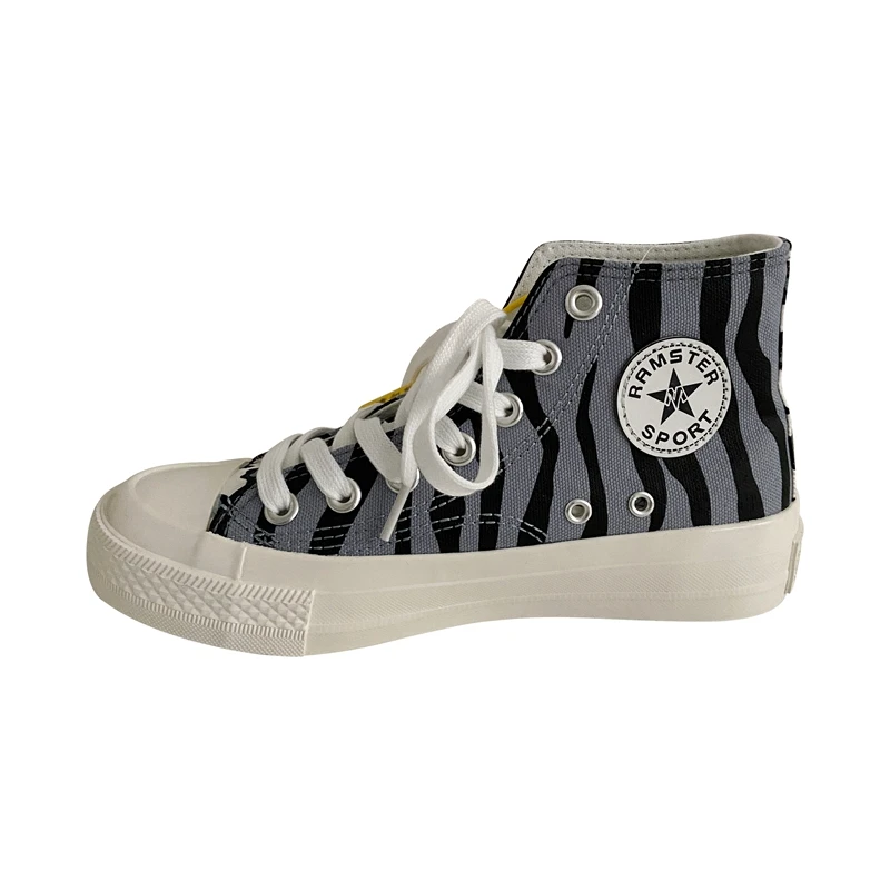 Кеды женские с высоким верхом Вулканизированная массивная подошва на шнуровке