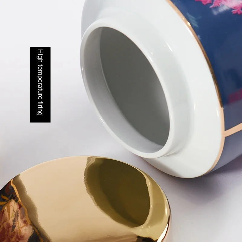 

Rzone Modern Light Luxury Printed Ceramic Storage Jar Storage Home Ornament Model Room Soft Decoration Home Decoration