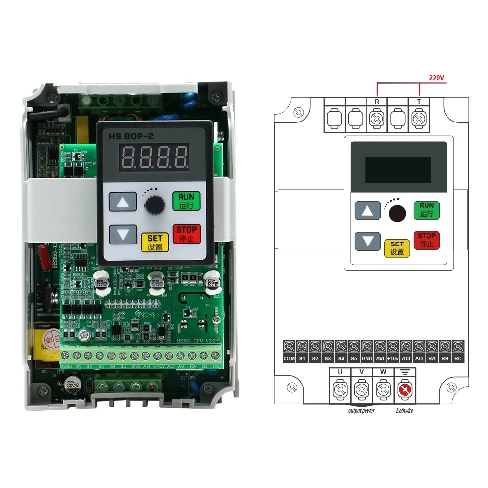 

VFD 2.2KW Inverter Variable Frequency Drive 1.5KW/2.2KW 220v 1P Input 3P OUT Frequency For CNC Spindle Motor Speed Control
