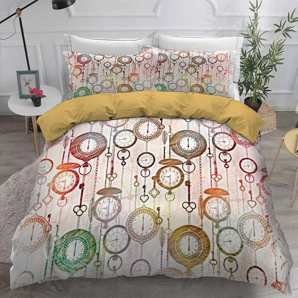 Красочные часы украшения спальни постельные принадлежности набор мужской