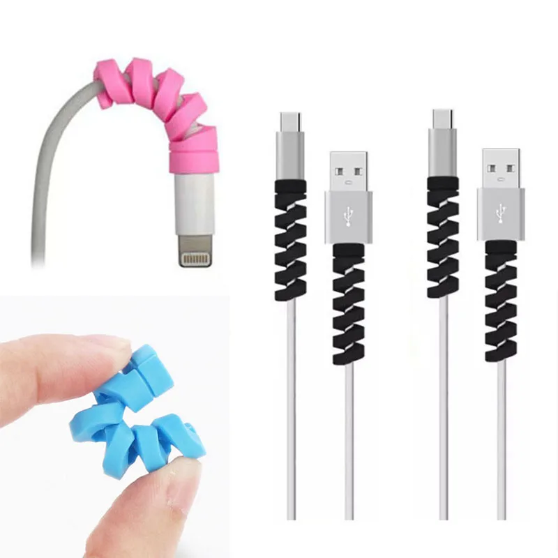 

Спиральный USB-кабель для передачи данных защитный шнур силиконовый декоративный чехол Аксессуары для смартфонов