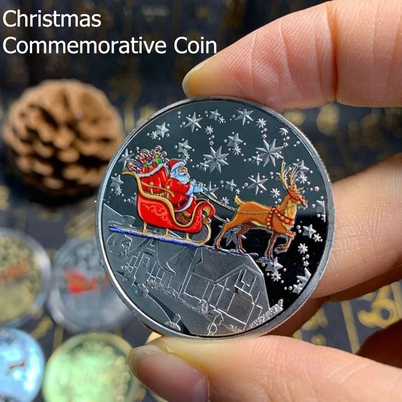 2020 цветная Рождественская памятная монета Санта Клауса сувенир коллекционное