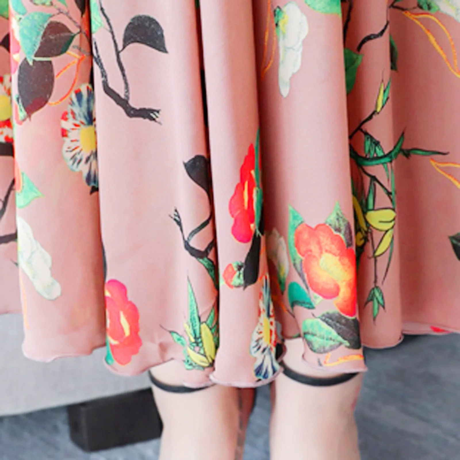 

Dresses Long Beach Party Elegant O-neck Short Sleeve A-line Floral Printing Dress Summer Mid-Calf Dress Hot Selling Vestidos
