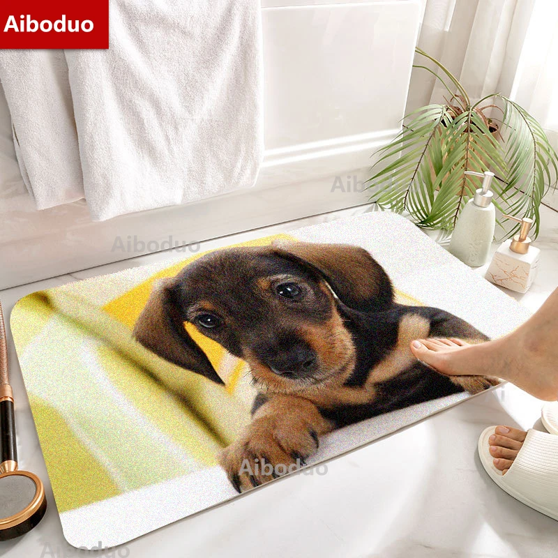 

Aiboduo Kawaii Animal Bathroom Carpet Cute Dog Decorative Hallway Entrance 40*60cm 50*80cm Retro Floor Rug BathMat Doormat Decor